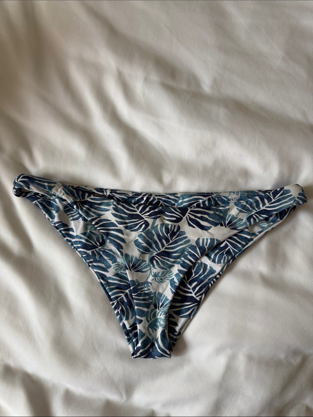 Midori Blue Leaf-Print Bikini Bottom